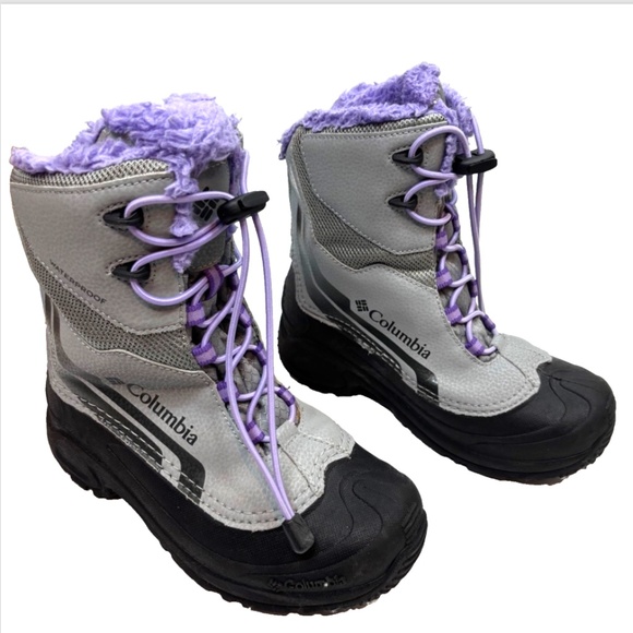 Columbia Bugaboot Waterproof Winter Boots Kids 4 Snow Boots Purple Ski Outdoors - Picture 1 of 7